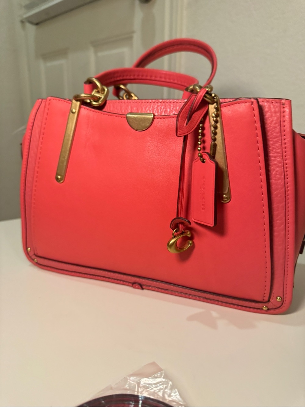 NWT Coach Dreamer 27 Coral/Pink Two-Way Satchel with Strap & Hangtag